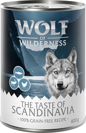 Produktbild von Wolf of Wilderness Adult The Taste Of Scandinavia Rentier Lachs Huhn - 6 x 400 g