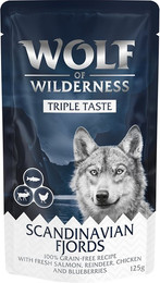 Produktbild von Wolf of Wilderness Adult Triple Taste Scandinavian Fjords - 12 x 125 g