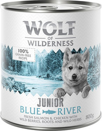 Produktbild von Wolf of Wilderness Junior Blue River Huhn & Lachs - 24 x 800 g