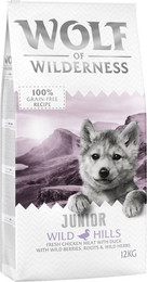 Produktbild von Wolf of Wilderness Junior Wild Hills Trockenfutter Ente - 2 x 12 kg