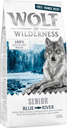 Produktbild von Wolf of Wilderness Senior Blue River Freilandhuhn & Lachs - 12 kg
