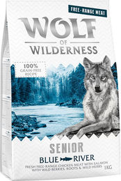 Produktbild von Wolf of Wilderness Senior "Blue River" - Freilandhuhn & Lachs - Sparpaket: 5 x 1 kg