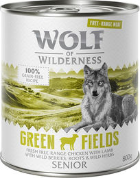 Produktbild von Wolf of Wilderness Senior - Freilandfleisch/-innereien 6 / 12 x 800 g  - 12 x 800 g: Senior Green Fields - Freiland-Lamm & Freiland-Huhn