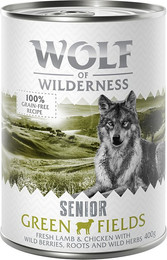 Produktbild von Wolf of Wilderness Senior Green Fields Lamm & Huhn - 24 x 400 g