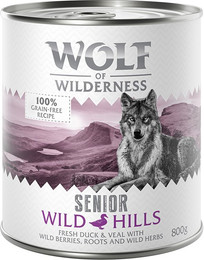 Produktbild von Wolf of Wilderness Senior Wild Hills Ente & Kalb - 6 x 800 g