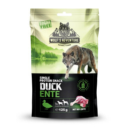Produktbild von Wolf's Adventure Single Protein Snack Ente pur - 6 x 125 g