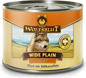 Produktbild von WOLFSBLUT 200g Hundenassfutter Sparpaket 12 x 200 Gramm Wide Plain Pferd mit Süßkartoffeln