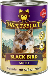 Produktbild von WOLFSBLUT 395g Hundenassfutter Sparpaket 12 x 395 Gramm Black Bird Truthahn mit Süßkartoffeln