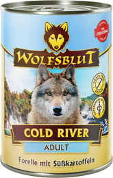 Produktbild von WOLFSBLUT 395g Hundenassfutter Sparpaket 12 x 395 Gramm Cold River Forelle mit Süßkartoffeln