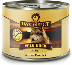 Produktbild von WOLFSBLUT Adult 200 Gramm Hundenassfutter Sparpaket 12 x 200 Gramm Wild Duck mit Entenfleisch