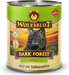 Produktbild von WOLFSBLUT Adult 800 Gramm Hundenassfutter Sparpaket 12 x 800 Gramm Dark Forest mit Wild und Süßkartoffel