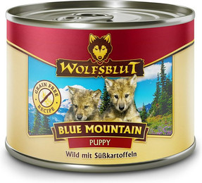 Produktbild von WOLFSBLUT Puppy 200g Hundenassfutter Sparpaket 12 x 200 Gramm Blue Mountain Wild mit Süßkartoffeln