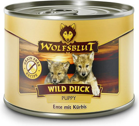 Produktbild von WOLFSBLUT Puppy 200g Hundenassfutter Sparpaket 12 x 200 Gramm Wild Duck Ente mit Kürbis