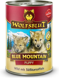 Produktbild von WOLFSBLUT Puppy 395g Hundenassfutter Sparpaket 12 x 395 Gramm Blue Mountain Wild mit Süßkartoffeln