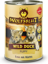 Produktbild von WOLFSBLUT Puppy 395g Hundenassfutter Sparpaket 12 x 395 Gramm Wild Duck Ente mit Kürbis