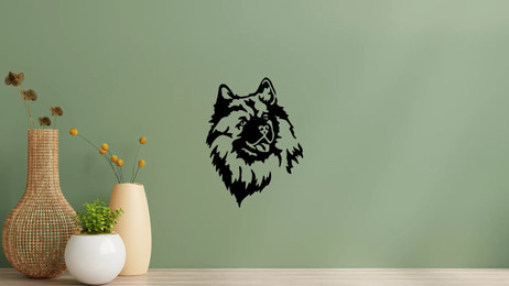Produktbild von Wolfsspitz Kopf Wandtattoo Wandbild Wandsticker Wandaufkleber Wanddekoration