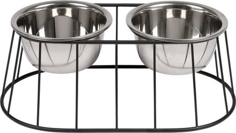 Produktbild von WONDERMAKE Design Hundenapf-Set erhöht für mittelgroße und große Hunde mit Ständer aus Edelstahl - 2 x 1,2 l
