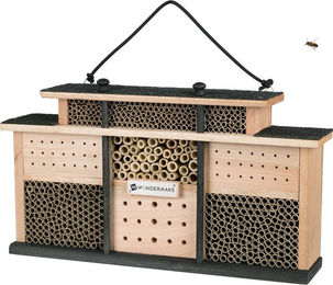 WONDERMAKE Insektenhotel Holz, Bienenhotel Bienenhaus Insektenhaus Wildbienenhotel Insekten, Wildbienen Nisthilfe groß, hängend / stehend Garten Balkon wetterfest – Bild 1 von 5