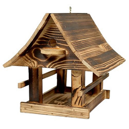 Produktbild von WOODOK Vogelhaus Massivholz-Vogelfutterhaus XXL gebrannt, mit Haken zum Aufhängen