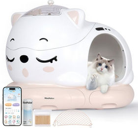 Woohuloo Katzentoilette 80L Automatische Smart-Katzenklo mit Müllbeutel, 360°-Selbstreinigend, 360°-Geruchsbeseitigung, Automatische Selbstreinigungsfunktion, APP – Bild 1 von 5