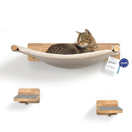 Produktbild von WOOWOOD Kletterwand Katzen inkl. 2 Katzentreppe Wand Massivholz