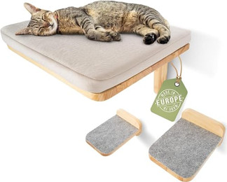Produktbild von WOOWOOD® Kletterwand Katzen mit 2 Katzentreppen und Katzenhängematte
