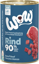 Produktbild von WOW 400g Dose Hundenassfutter Sparpaket 12 x 400 Gramm Rind pur