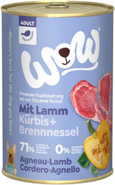 Produktbild von WOW Adult 400g Dose Hundenassfutter Sparpaket 12 x 400 Gramm Lamm mit Kürbis