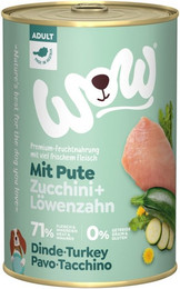 Produktbild von WOW Adult 400g Dose Hundenassfutter Sparpaket 12 x 400 Gramm Pute mit Zucchini
