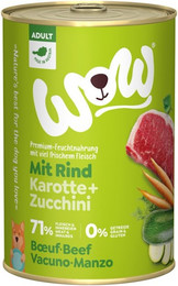 Produktbild von WOW Adult 400g Dose Hundenassfutter Sparpaket 12 x 400 Gramm Rind mit Karotten