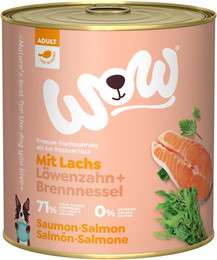 Produktbild von WOW Adult 800g Dose Hundenassfutter Sparpaket 12 x 800 Gramm Lachs mit Tomaten