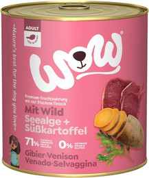 Produktbild von WOW Adult 800g Dose Hundenassfutter Sparpaket 12 x 800 Gramm Wild mit Süßkartoffeln