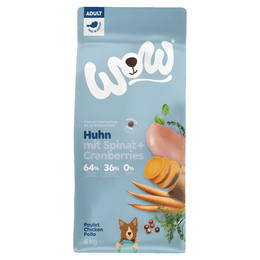 Produktbild von WOW Adult Huhn mit Spinat und Cranberries Hundetrockenfutter - 6 kg