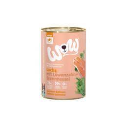 Produktbild von WOW Adult Nassfutter mit Lachs, Löwenzahn und Brennnessel - 6 x 400 g
