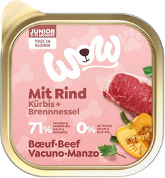 Produktbild von WOW Junior 150g Hundenassfutter Sparpaket 22 x 150 Gramm Rind mit Kürbis