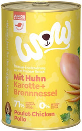 Produktbild von WOW Junior 400g Dose Hundenassfutter Sparpaket 12 x 400 Gramm Huhn mit Karotten