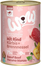 Produktbild von WOW Junior 400g Dose Hundenassfutter Sparpaket 12 x 400 Gramm Rind mit Kürbis