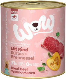 Produktbild von WOW Junior 800g Dose Hundenassfutter Sparpaket 12 x 800 Gramm Rind mit Kürbis