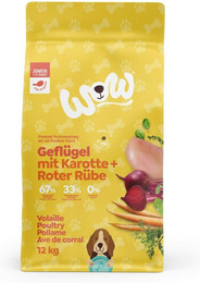 Produktbild von WOW Junior Geflügel mit Karotten Hundetrockenfutter 2 x 12 Kilogramm