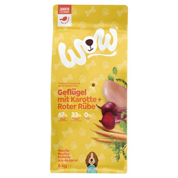 Produktbild von WOW Junior Geflügel mit Karotten Hundetrockenfutter - 6 kg