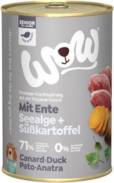 Produktbild von WOW Senior 400g Dose Hundenassfutter Sparpaket 12 x 400 Gramm Ente mit Süßkartoffeln