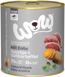 Produktbild von WOW Senior 800g Dose Hundenassfutter 6 x 800 Gramm Ente mit Süßkartoffeln