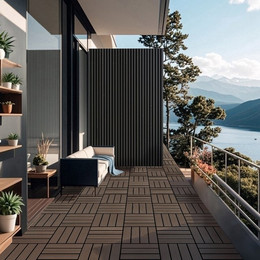 Produktbild von WPC Holzfliesen BAVARO Dunkelbraun - 11 x 1 m