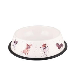 Produktbild von Wrendale Designs Hunde-Futternapf aus verzinktem Stahl mit Hunde-Motiven von Hannah Dale - 600 ml