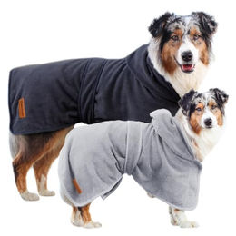 Wahre Tierliebe Hundebademantel für kleine Hunde, grau, Polyester, XS - 1 Stk. – Bild 1 von 11