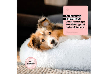 Wahre Tierliebe Hundebett Fluffy Wolke aus Polyester mit waschbarem Bezug in Weiß – Bild 1 von 3