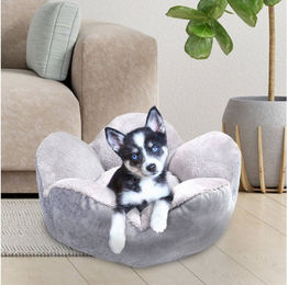 Wahre Tierliebe Hundebett und Katzenkissen Blume 2in1 zum Umstülpen Grau – Bild 1 von 3