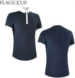 Produktbild von Wako Turnier-Poloshirt Flags&Cup Reitshirt für Herren aus Polyester in Weiß-Blau Größe L