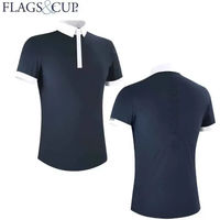Produktbild von Wako Turnier-Poloshirt Flags&Cup Reitshirt für Herren aus Polyester in Weiß-Blau Größe L