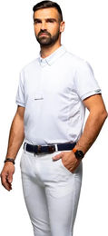 Produktbild von Wako Turnier-Poloshirt Flags&Cup Reitshirt für Herren in Weiß Größe L